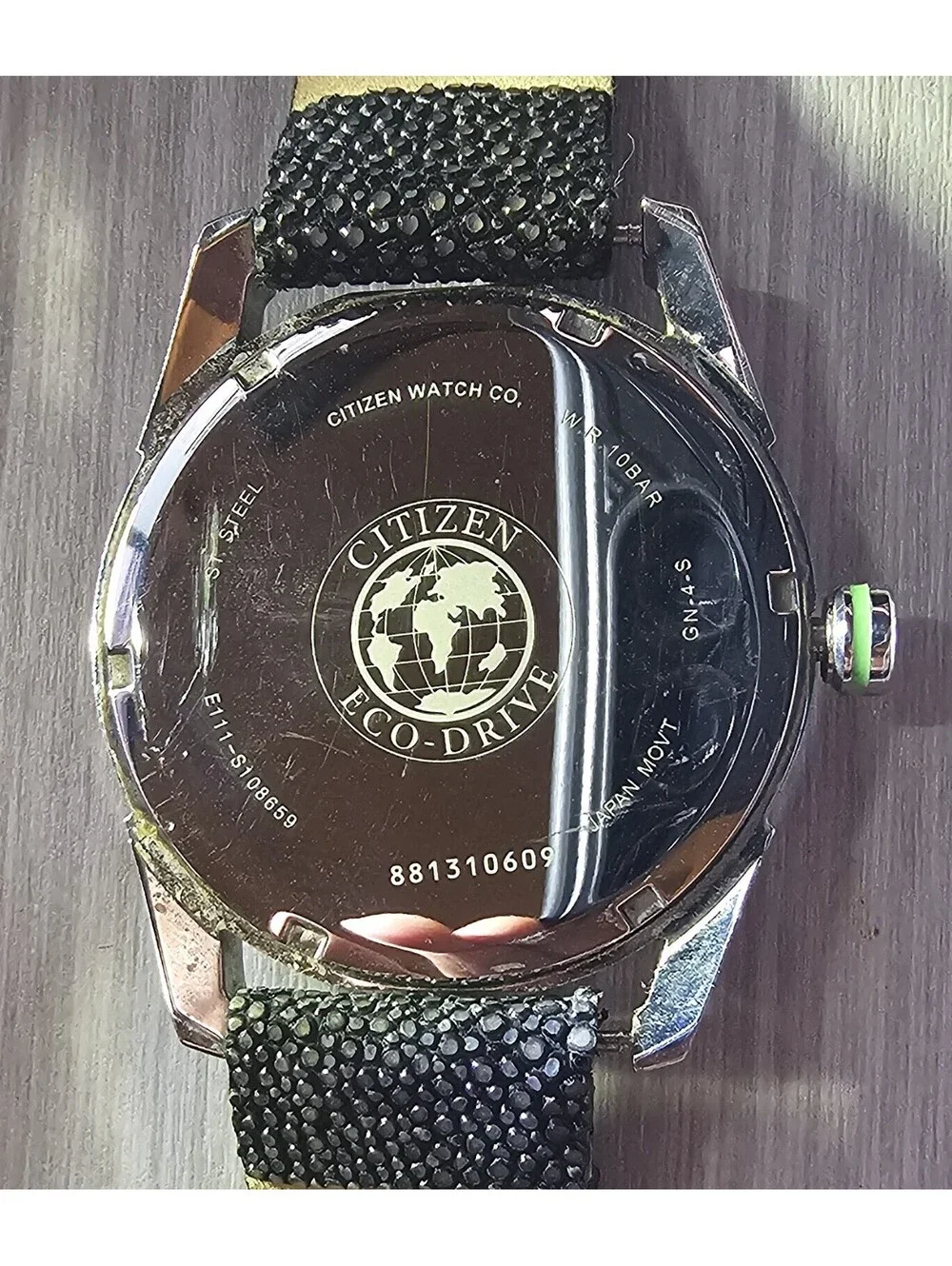 Citizen Men's Watch BM6980-08E Eco-Drive Green Black Dial Leather Band 42mm